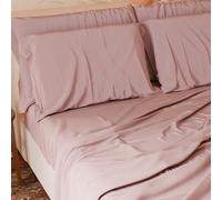 Petti Italian Artisans - Juego de sábanas de 4 Piezas para Cama Doble Maxi, Juego Completo de Cama con sábana encimera, sábana Bajera Ajustable y 2 Fundas de Almohada, sábanas Rosa empolvado