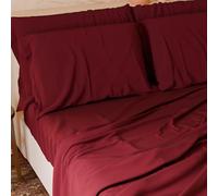 Petti Italian Artisans-Juego de sábanas de 4 Piezas para Cama Doble Maxi, Juego Completo de Cama sábana encimera, sábana Bajera con Esquinas elásticas y 2 Fundas de Almohada, sábanas Color Burdeos