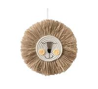 PETUFUN Tapiz tejido a mano, animal arte pared, tapices punto a mano, colgante animal tejido, diseño pompón barbe león macramé para habitación infantil
