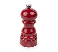 PEUGEOT - Molinillo de sal Paris u'Select 12 cm - 6 ajustes de molienda predefinidos - Fabricado con madera certificada PEFC - Fabricado en Francia - Color rojo pasión brillante
