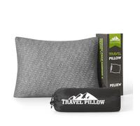 PEUJEW HT02001GS - Almohada pequeña de Espuma viscoelástica triturada, Almohada de Viaje, Compresible de firmeza Media, Funda Transpirable, Ideal para mochileros, Senderismo, avión y Coche, HT02001GS