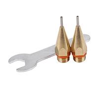 Peukerty 2 boquillas de pegamento termofusible de 1 mm de diámetro de apertura, boquilla de cobre de 1 x 40 mm con llave de boquilla, piezas de boquilla intercambiables