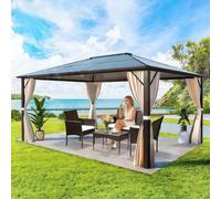 Peviasot Juego de muebles de jardín de 4 piezas de polirratán, muebles de balcón con mesa de cristal, 2 sillones y banco de 2 plazas, conjunto de asientos con cojines de 5 cm para balcón, terraza