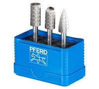 PFERD Juego de fresas HSS 3 piezas | dentado 3, diámetro 12 mm, diámetro del vástago 6 mm | 22900811 - universal para acero, hierro fundido y hierro fundido