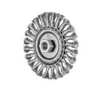 Pferd Cepillo de Alambre Redondo 115 millimeters, Ancho 12 millimeters, Alambre Trenzado Inox 0,35, Rosca M14 x 2