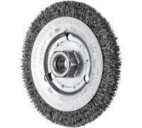 Pferd Cepillo de Alambre Redondo 125 millimeters, Ancho 12 millimeters, Alambre Sin Trenzar Acero 0,30, Rosca M14 x 2, para Uso en Amoladoras Angulares