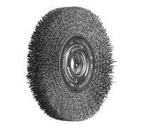Pferd Cepillo de Alambre Redondo 180 millimeters, Ancho 25 millimeters, Alambre Sin Trenzar Acero 0,30, Incluye Juego de Adaptadores de Agujero Ak 32-2 (12,7-1,75 millimeters), Uso Universal