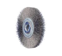 Pferd Cepillo de Alambre Redondo 200 millimeters, Ancho 25 millimeters, Alambre Sin Trenzar Acero 0,30, Incluye Juego de Adaptadores de Agujero Ak 32-2 (12,7-31,75 millimeters), Uso Universal