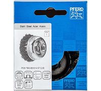 Pferd Cepillo de Alambre Vaso 65 millimeters, Ancho 22 millimeters, Alambre Trenzado Acero 0,35, Rosca M14 x 2