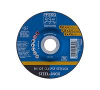 PFERD Disco de corte 69198292, 10 unidades, 125 x 2,4 x 22,23 mm, acodado, PSF Steelox, para acero y acero inoxidable (INOX)