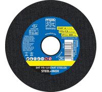 PFERD Discos de corte, 25 unidades, EHT 115 x 1,0 x 22,23 mm, línea recta Start STEELOX | 69120943 - para acero, acero inoxidable (INOX)