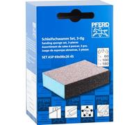 PFERD Juego de 3 esponjas de Lijado, Bloque abrasivo de 4 Lados, 2-3/4 x 4 Pulgadas, Grano 60/80/180, óxido de Aluminio, Grano múltiple para Lijado versátil (Parte 46403)