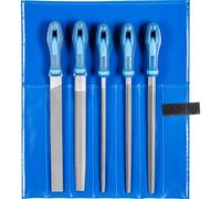 Pferd Juego de 5 Limas de Taller para Metal con Mango Ergonómico, Corte entrefino 2, Longitud 250 millimeters, en Estuche enrollable 542 Wr C2 250 millimeters