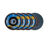 PFERD Juego de discos de abanico de 4 piezas | 4 discos de polifanán de 125 x 22,23 mm, cónicos, Z40, Z60, Z80, Z120, línea universal PSF Steelox | 69198300 - para acero y acero inoxidable (INOX)