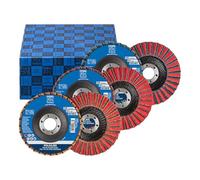 PFERD Juego de discos de cerámica PVZ, diámetro de 115 mm, ancho 18 mm, orificio de 22,23 mm, abrasivo CO-COOL, tamaño de grano 60/G, 80/M, 120/F | 44698008 - para lijado fino