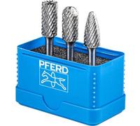 PFERD Juego de fresas HM de 3 piezas, dentado AllRound, vástago de 6 mm de diámetro, broca de 12 mm de diámetro, 21901414 - para el uso versátil en los materiales más importantes