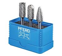 PFERD Juego de fresas HM de 3 piezas, dentado AllRound, vástago de 6 mm de diámetro, broca de 12 mm de diámetro, 21901414 - para el uso versátil en los materiales más importantes