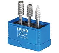 PFERD Juego de fresas HSS 3 piezas | dentado 3, diámetro 12 mm, diámetro del vástago 6 mm | 22900811 - universal para acero, hierro fundido y hierro fundido