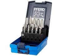 Pferd Juego de Fresas Hss 81 D3, 10 Fresas de Mango 6 millimeters y dentado 3 para Acero y Fundición, en Estuche de Plástico