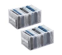 PFLYPF 2 Piezas de Caja de Almacenamiento con cajón, Caja de Almacenamiento con cajón Plegable y Lavable con asa y Compartimento, Utilizada para Ropa, Jeans, Leggings, Calcetines, Camisetas. (Blanco)