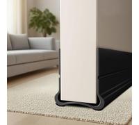 PFSLiang 93cm Negro Burlete Bajo Puerta, Burlete Autoadhesivo de Goma de Silicona, para Puertas de 3,5-5,5 cm de Grosor con un Hueco Inferior de 0,3-2,6 cm, Aislamiento Acústico, Viento, Agua