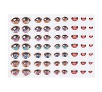 PH PandaHall 63 piezas de ojos adhesivos de resina 3D, 3 tamaños, ojos de anime, pegatinas de ojos lindos, calcomanías de boca, ojos de dibujos animados coloridos para bricolaje, marionetas de arcilla