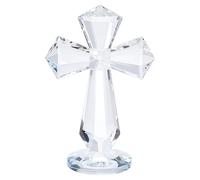 PH PandaHall Cruz de cristal tallada a mano de 15 cm, decoración de figuritas transparentes con cruz de cristal de pie para casa, oficina, escritorio, regalos de Pascua