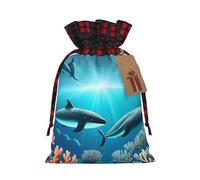 PHAYAH Whales Under The Sea - Bolsa de regalo de Navidad con cordón para cumpleaños, aniversarios y fiestas, dulces y bolsas de almacenamiento