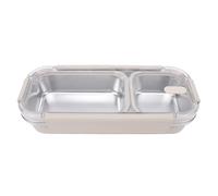 Phefop Contenedor de Refrigerios de Acero Inoxidable 304, Diseño Dividido con Compartimento de 10.63x4.53x2.36in, Diseño de Tapa Hermética a Prueba de Fugas, Construcción Reutiliz (2 compartimentos