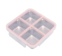 Phefop Fiambrera de Acero Inoxidable, Recipiente para Alimentos de 4 Compartimentos a Prueba de Fugas, Apto para Lavavajillas, Microondas y Congelador, 18 X 18 X 5 Cm para Oficina, Escuela, Viajes,