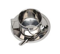 Phefop Juego de Tazas de café de Acero Inoxidable, Tazas Aisladas de Doble Pared, 4 de 6,8 Oz con Cuchara para Capuchino, té, Leche, Hogar, Oficina, Cafetería, Camping (200ML)