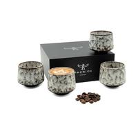 Pheniox Juego de Tazas de Capuchino Tibet Blanco 4 Piezas 180 ml Tazas de Gres de Alta Calidad Sin Asa Aptas para Lavavajillas Café Espresso Mocha Regalo para Hombre Mujer