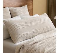 PHF Funda de Almohada de Tejido gofrado, 100% algodón, con Cremallera, Suave, Transpirable, Agradable al Tacto, sin Relleno, para Camas, Lote de 1 Unidad, 51 x 137 cm, Color Avena