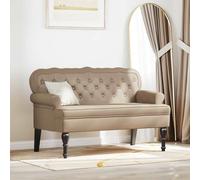 PHGTYUK Banco Chesterfield de piel sintética con diseño de botones y reposabrazos enrollados para salón y dormitorio, sofá en capuchino, 119,5 x 64,5 x 75 cm