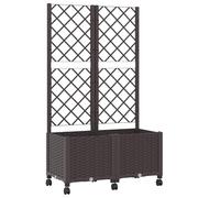 PHGTYUK Macetero con enrejado y ruedas marrón 80 x 40 x 146 cm PP | Con agujeros de drenaje para tomates y pepinos, para balcón y terraza