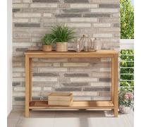 PHGTYUK Mesa consola de madera maciza de teca marrón 110 x 40 x 45 cm con espacio de almacenamiento para jardín y terraza, diseño moderno, resistente a la intemperie y fácil de limpiar para exteriores