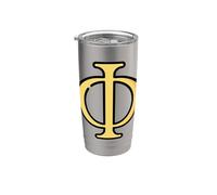 Phi - 21ª letra del alfabeto griego Vaso térmico de acero inoxidable de doble pared