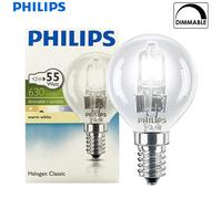 Philips 42W E14 Edison tornillo halógeno clásico P45 bombilla de pelota de golf lámpara estándar, Eqv a: 55 W, 220-240 V luz blanca regulable, 1x