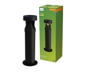 Philips Avery Bolardo de Exterior Solar LED, Luz Blanca Cálida, 2700 K, 200 lm, IP44, Resistente a la intemperie, negro