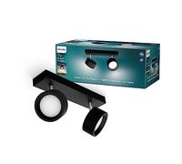PHILIPS Barra de Iluminación Bracia, con 2 Focos 5.5W, 550 lm, Luz Blanca Cálida, 2700k, Negro