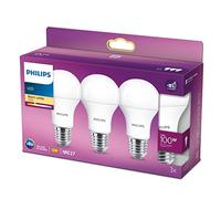 Philips - Bombilla LED 100W estándar E27 luz blanca cálida 230V, mate, no regulable pack 3
