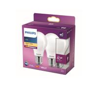 Philips bombilla LED E27 4,5W 2.700K opal set de 2 EC:EPREL:387365