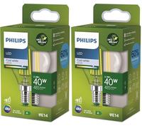 Philips - Bombilla LED tipo vela esférica Ultra Eficiente, Casquillo E14 2.3W - 485 Lúmens, Luz Blanca Fría (4000k), Clase Energetica A (Paquete de 2)