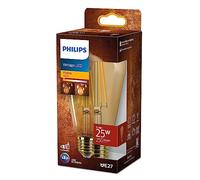 PHILIPS Bombilla LED Vintage Ámbar Tipo Edison, Casquillo E27 3.1W, 250 Lúmens, Luz Efecto Llama, 1800k