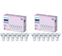 Philips - Bombilla tipo foco 4.6W (Eq. 50W) 390 lúmenes, casquillo GU10, Luz Blanca fría (4000k) - Pack 6 Bombillas (Paquete de 2)