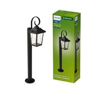 Philips Buzzard Lámpara lED de Pedestal 25W E27 Sin Bombilla IP44, Negro | Look Vintage, Resistente al Sol, Agua e Intemperie, Anticorrosión, Aluminio y Vidrio de Alta Calidad, Para Entradas y Caminos