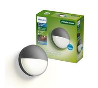 Philips Capricorn Aplique de Pared Exterior Ultraeficiente, 800 lm, 2700K Luz Blanca Cálida, IP44 Resistente a la Intemperie, Duradero, Aluminio, No Motion Sensor, Gris Antracita