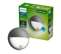 Philips myGarden - Luminaria LED de pared para exteriores, diámetro 21 cm, 2700 K, 6 W, con sensor, antracita 915005193001
