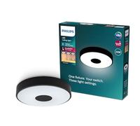 Philips Coiner - Plafond Techo con SceneSwitch, redondo, 24W, 2700Lm, 2700K, negro, IP20