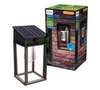 Philips Geri Aplique de Pared Exterior Solar Ultraeficiente, Bombilla Solar Reemplazable, Sensor de Movimiento, 4000K, Cuadrado, Negro